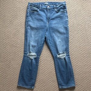 Good American Blue Distressed Ankle Jeans